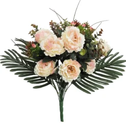BOUQUET DE 10 PIVOINES ET EUCALYPTUS H.55CM