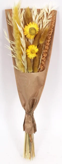 BOUQUET FLEURS SECHEES PAPIER KRAFT H.45CM