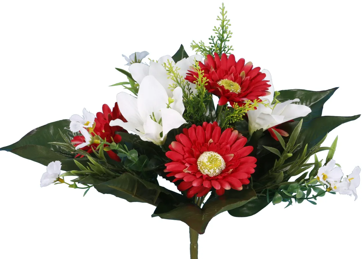 BOUQUET GERBERAS LYS H.28CM