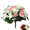 BOUQUET LYS ET BOUTONS ROSE H.33CM ROSE BLANC