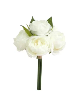 BOUQUET 6 PIVOINES H32CM ROSE ET BLANC