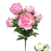 BOUQUET 10 PIVOINES H.42CM ROSE ET BLANC
