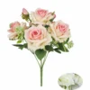 BOUQUET 6 ROSES H.32CM BLANC ET ROSE