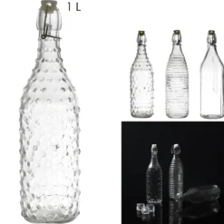 BOUTEILLE EN VERRE A CLAPET EMBOSSE 1L