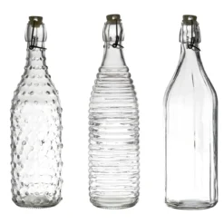 BOUTEILLE EN VERRE A CLAPET EMBOSSE 1L