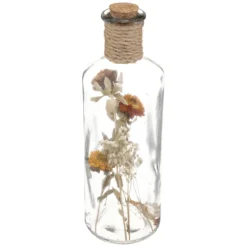 BOUTEILLE VERRE FLEURS SECHEES D.9X28CM