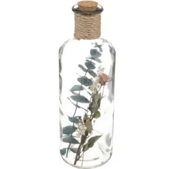 BOUTEILLE VERRE FLEURS SECHEES D.9X28CM