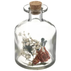 BOUTEILLE VERRE FLEURS SECHEES D.8X11CM