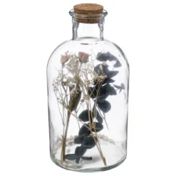 BOUTEILLE VERRE FLEURS SECHEES