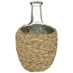 BOUTEILLE VERRE TRESSE NATUREL CUBA H.31CM