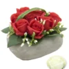 8 BOUTONS ROSES COEUR CIMENT H.12CM ROUGE ET BLANC
