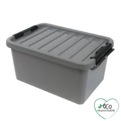 BOX CLIP AVEC POIGNEE PLASTIQUE RECYCLE 8L 34X23X16CM GRIS