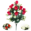 BQT DE 12 BOUTONS DE ROSES ET MINIS FLEURS H46CM 3 COULEURS