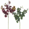 BRANCHE DE FEUILLAGE EUCALYPTUS H95CM VERT ET BORDEAUX