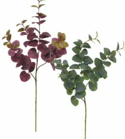 BRANCHE DE FEUILLAGE EUCALYPTUS H95CM VERT ET BORDEAUX