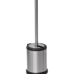 BROSSE WC ACIER INOXYDABLE COUVERCLE RABATTABLE CHROME