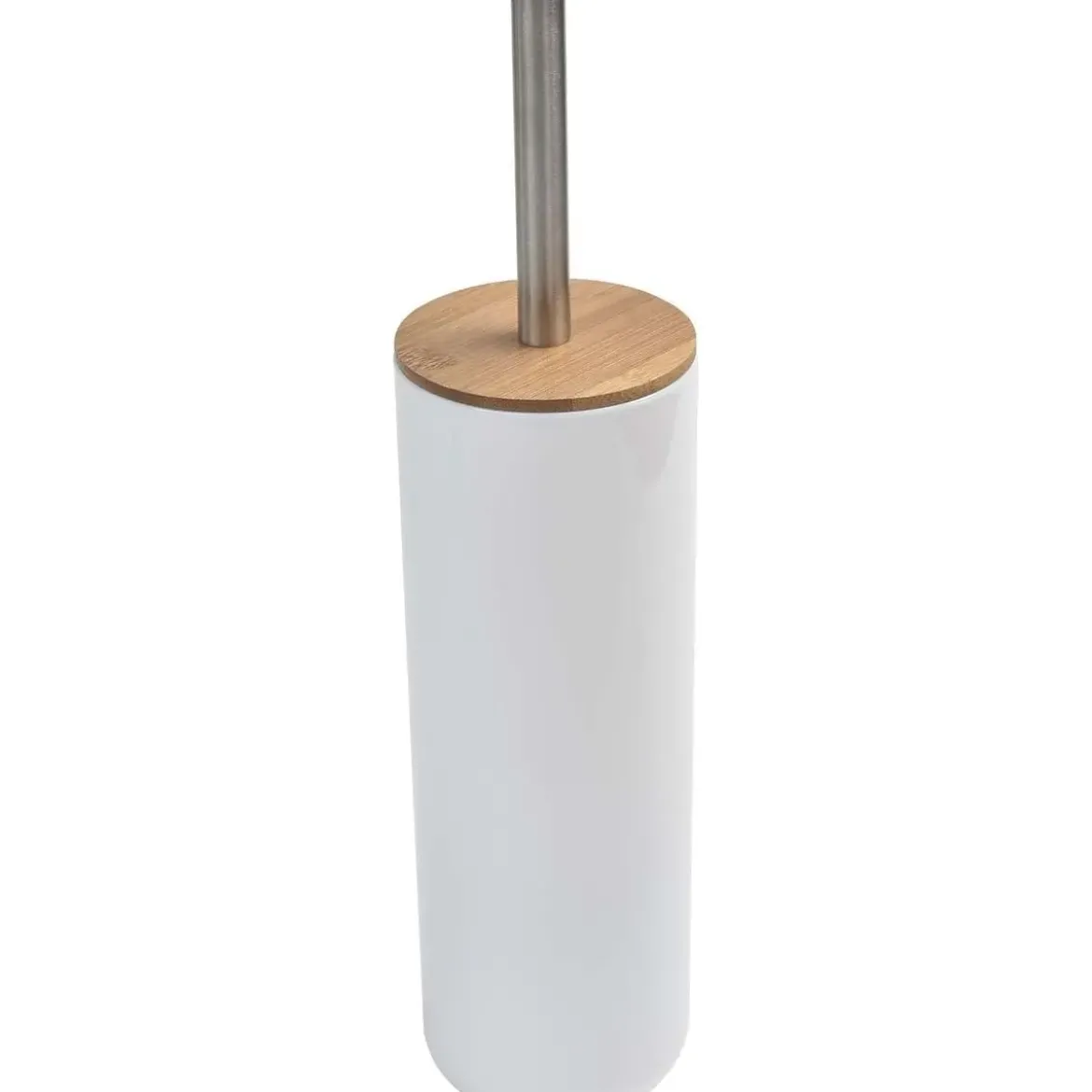 BROSSE WC AVEC COUVERCLE BAMBOU BLANC