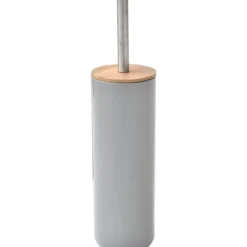 BROSSE WC AVEC COUVERCLE BAMBOU GRIS