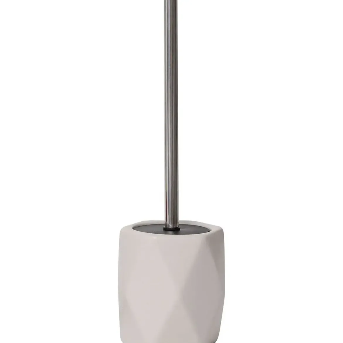 BROSSE WC GRES FORME LOSANGE TIGE ACIER INOXYDABLE TAUPE