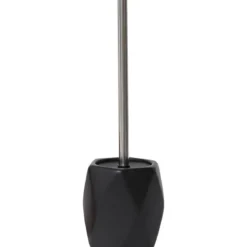 BROSSE WC GRES FORME LOSANGE TIGE ACIER INOXYDABLE NOIR