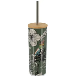 BROSSE WC IMPRIMEE COUVERCLE BAMBOU JUNGLE FEVER KAKI