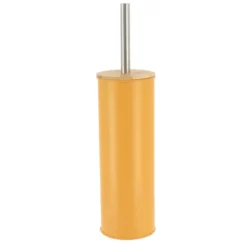 BROSSE WC METAL COUVERCLE BAMBOU MOUTARDE