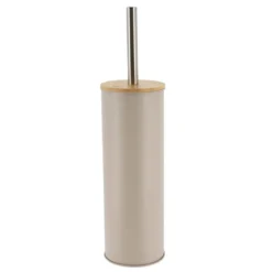 BROSSE WC METAL COUVERCLE BAMBOU TAUPE