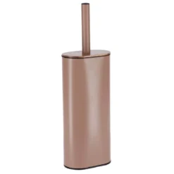 BROSSE WC METAL OVALE ET SILICONE PLAT ACACIA CARAMEL