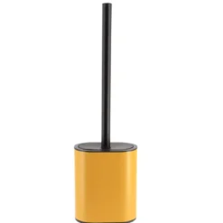 BROSSE WC PLATE SILICONE ET SUPPORT METAL OCRE NOIR
