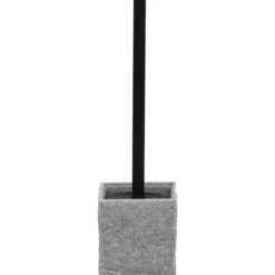 BROSSE WC POLYRESINE CARREE TIGE NOIRE MAT GRIS
