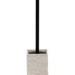 BROSSE WC POLYRESINE CARREE TIGE NOIRE MAT NATUREL