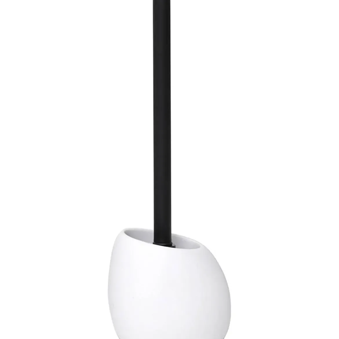 BROSSE WC POLYRESINE FORME GALET TIGE BLANC