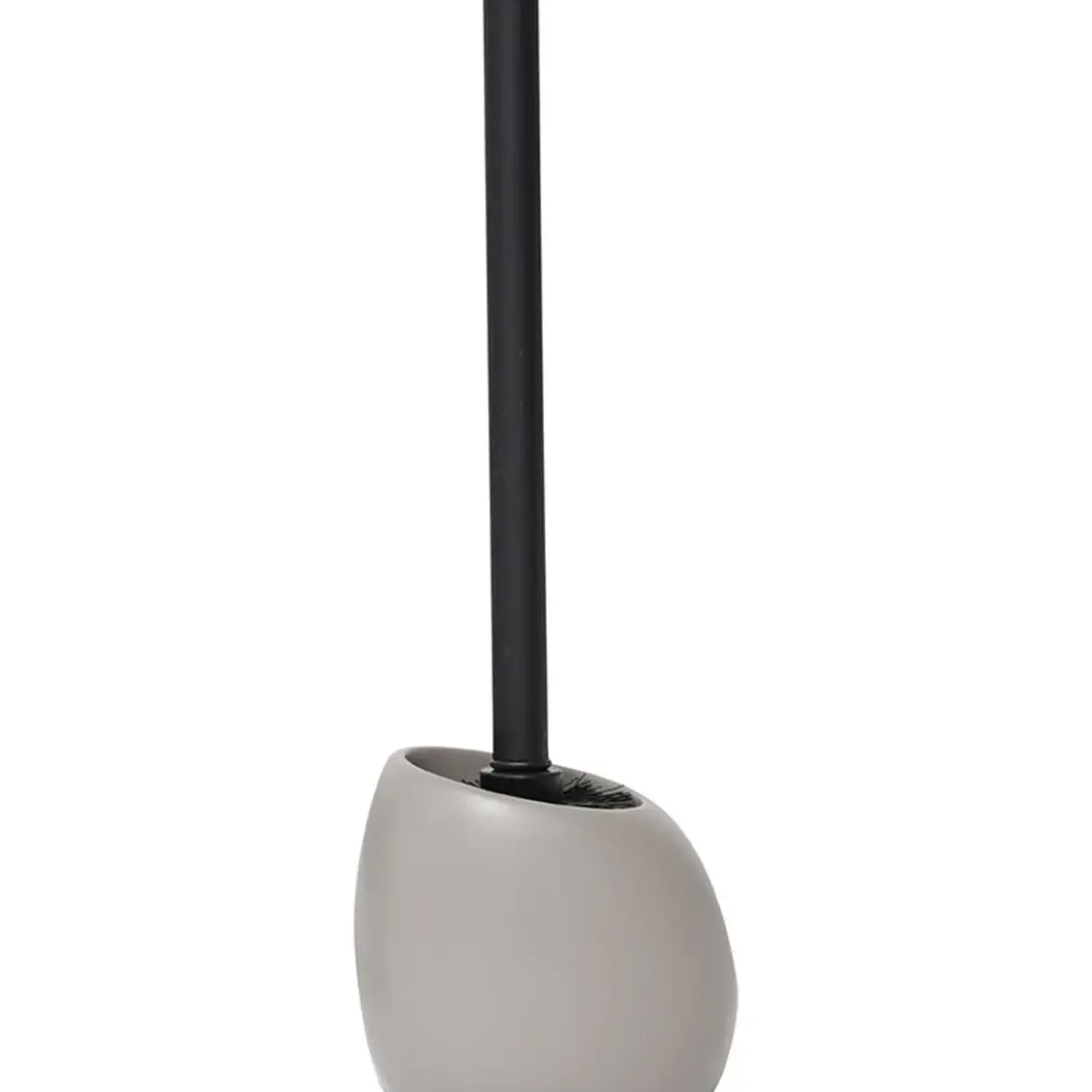 BROSSE WC POLYRESINE FORME GALET TIGE TAUPE