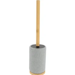 BROSSE WC RONDE EFFET MAILLE ET TIGE BAMBOU GRIS
