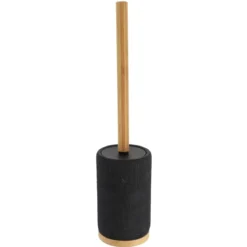 BROSSE WC RONDE EFFET MAILLE ET TIGE BAMBOU NOIR