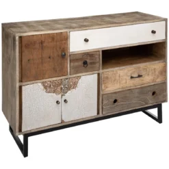 BUFFET 3 PORTES 4 TIROIRS KOVAL BLANC