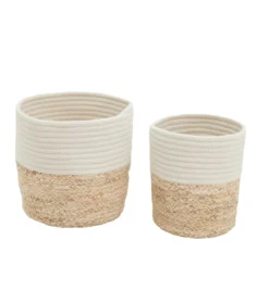 CACHE POT BIMATIERE BICOLORE BLEU 20X19CM