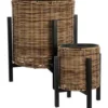 CACHE POT ROTIN SUR PIEDS 17X24CM