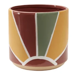 CACHE POT TERRACOTTA ET SAUGE H.16CM