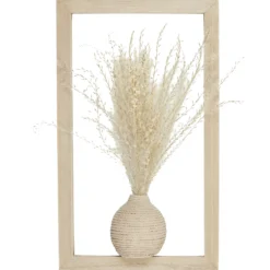 CADRE MURAL VASE ET FLEURS SECHEES 19X32CM