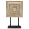 CARRE DECORATIF DORE SOCLE NOIR H.29CM