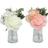 CENTRE DE TABLE PIVOINE ET HORTENSIA H25CM ROSE ET BLANC