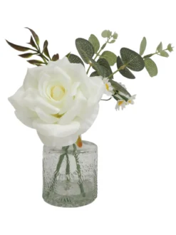 CENTRE DE TABLE ROSE H20CM ROSE ET BLANC