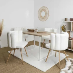 CHAISE ARIEL BOUCLETTE BLANC