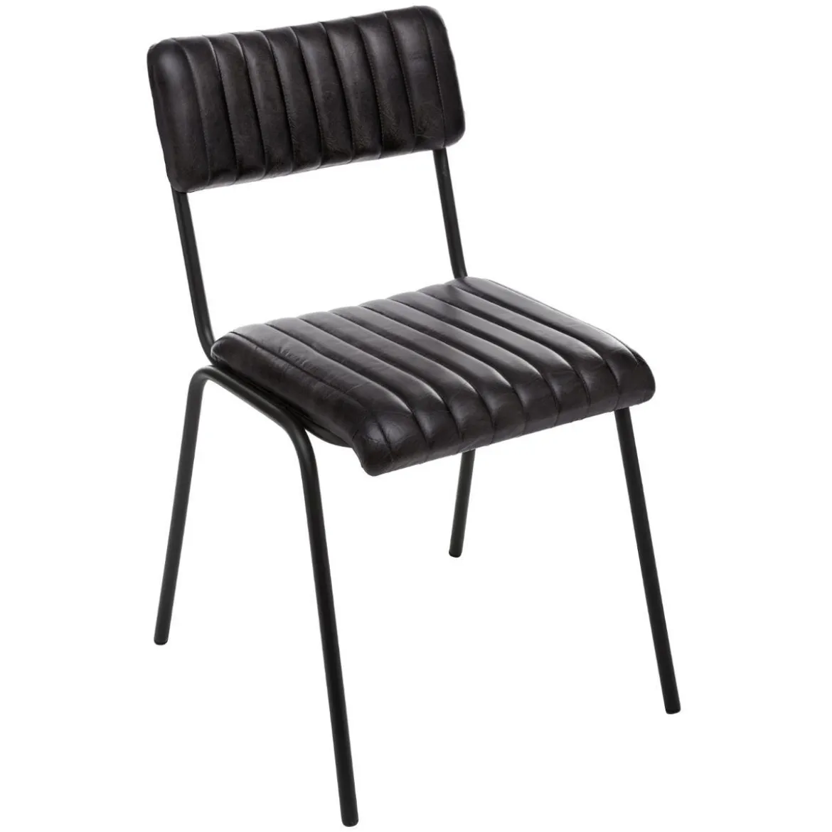 CHAISE CUIR NOIR DARIO