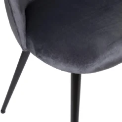 CHAISE PIED NOIR VELOURS SLANO GRIS