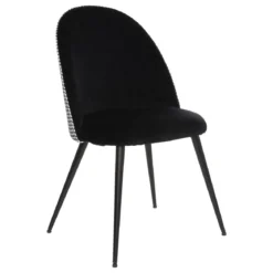 CHAISE PIED NOIR VELOURS SLANO NOIR BLANC