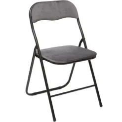 CHAISE PLIANTE VELOURS GRIS