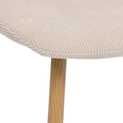 CHAISE ROKA VELOURS COTELE PIEDS IMITATION CHENE BEIGE