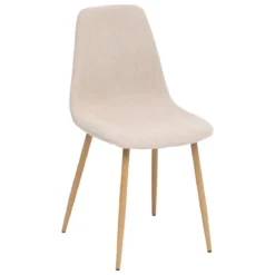 CHAISE ROKA VELOURS COTELE PIEDS IMITATION CHENE BEIGE